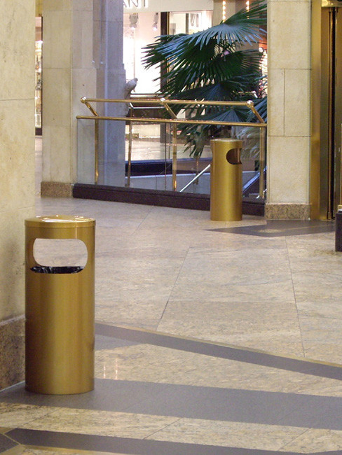SNH-150 Litter Bin in stainless steel, brass antique and clear coated